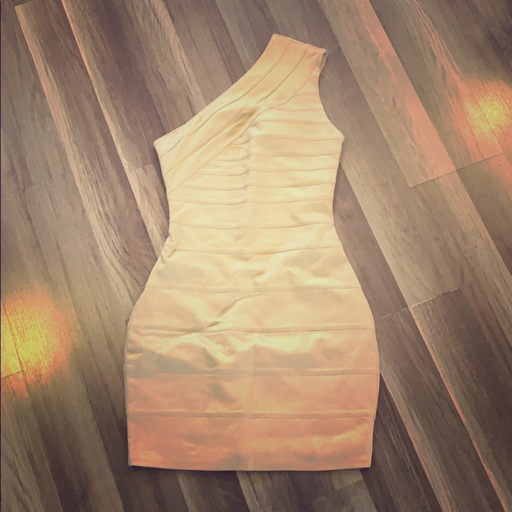 Express Gold Bandage Dress